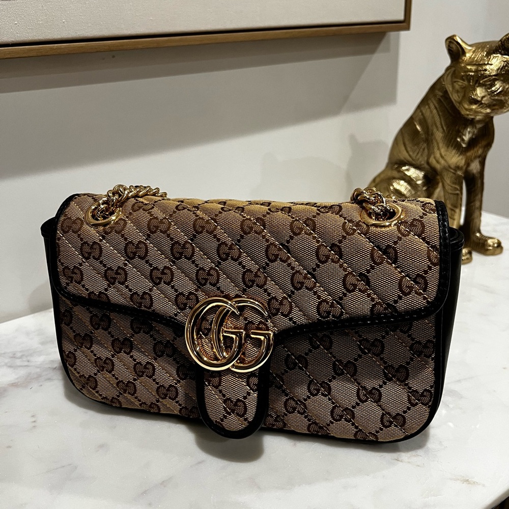 Brown and Black Women's Monogram Bag
